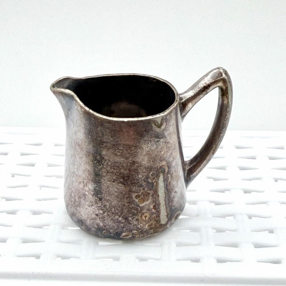 Vintage Mini Pewter & Silverplate Creamer Lot Trinkets Typesetter Case Smalls - Picture 13 of 16